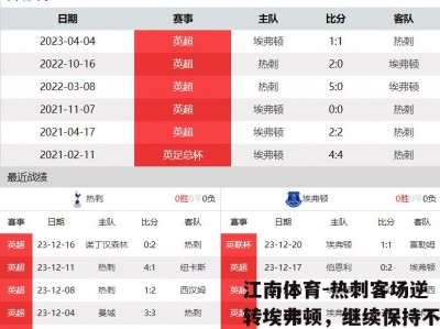 江南体育-热刺客场逆转埃弗顿，继续保持不败纪录